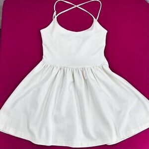 Guess White Skater Mini Dress Tie-Up Back Bodycon Fit & Flare Sleeveless Size 6‎